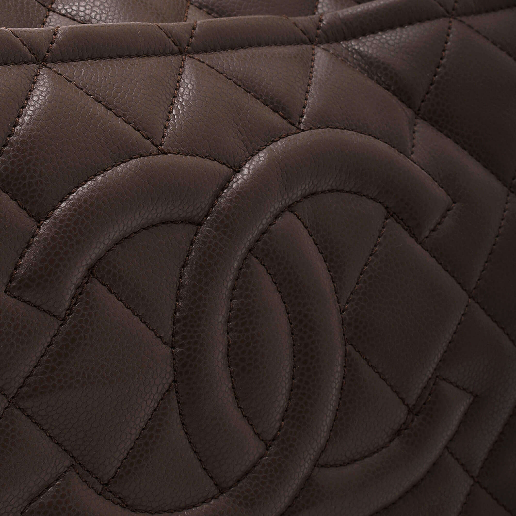Chanel - Khaki Caviar Leather Quilted CC Logo Tote Bag
